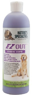 Natures Specialties EZOut Shampoo for Dogs is great for excessive shedding in dogs. Natures Specialties EZOut Shampoo for Dogs.