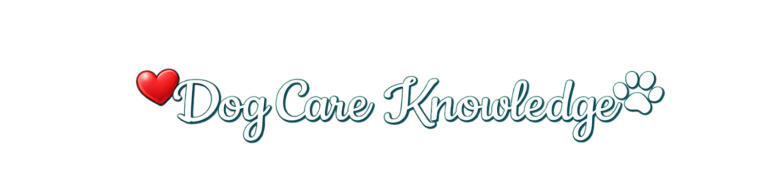 Dog Care Knowledge logo with loveheart at left and pawprint on right.